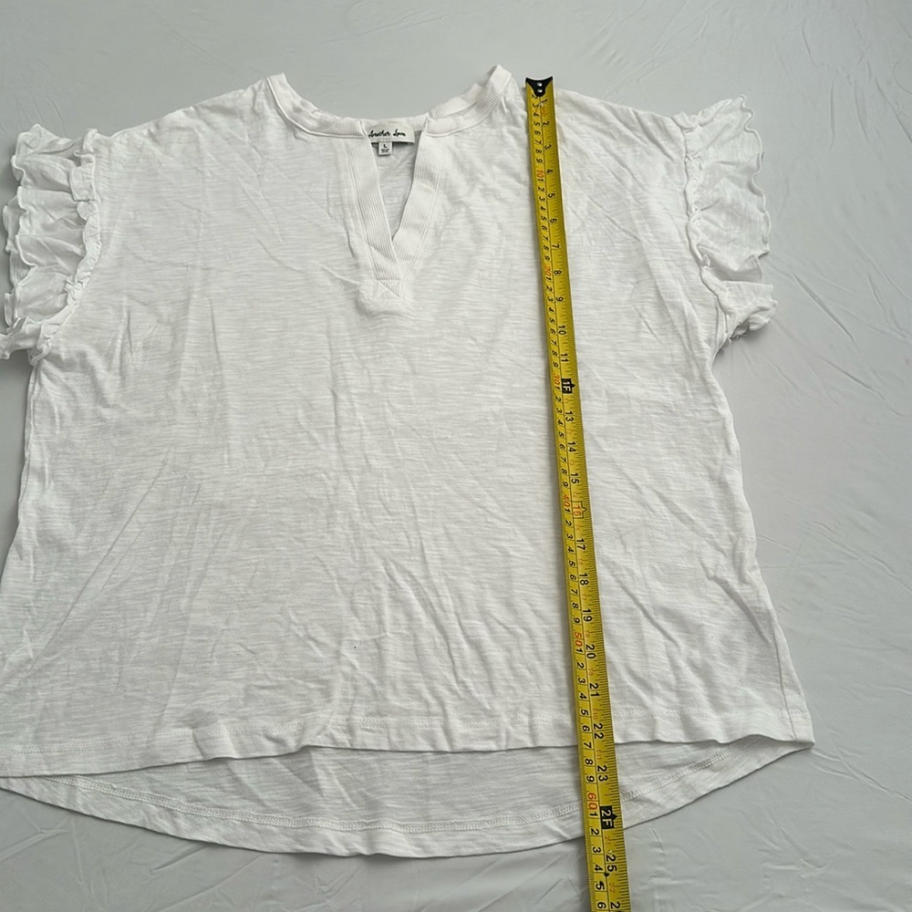 Another Love White Flutter Sleeve Split Neck T-Sh… - image 6